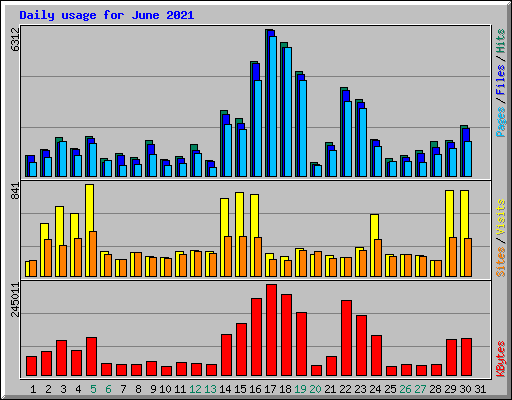 Daily usage for June 2021