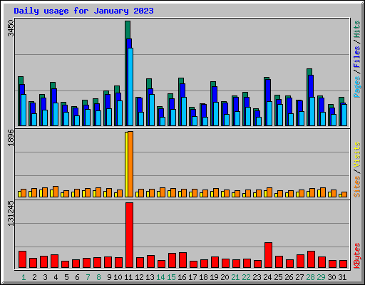 Daily usage for January 2023